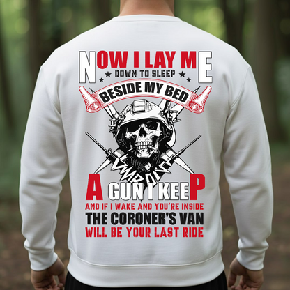 Now I Lay Me Down to Sleep T-shirt / Sweatshirt / Hoodie, Tactical Skull Gun Rights Tee, Military Patriotic Second Amendment Shirt for Men
