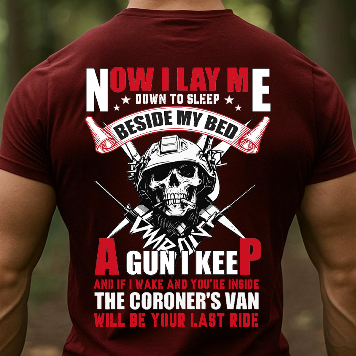 Now I Lay Me Down to Sleep T-shirt / Sweatshirt / Hoodie, Tactical Skull Gun Rights Tee, Military Patriotic Second Amendment Shirt for Men