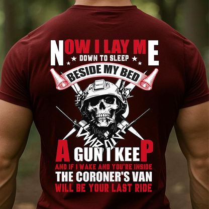 Now I Lay Me Down to Sleep T-shirt / Sweatshirt / Hoodie, Tactical Skull Gun Rights Tee, Military Patriotic Second Amendment Shirt for Men