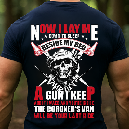 Now I Lay Me Down to Sleep T-shirt / Sweatshirt / Hoodie, Tactical Skull Gun Rights Tee, Military Patriotic Second Amendment Shirt for Men