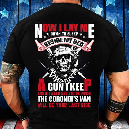 Now I Lay Me Down to Sleep T-shirt / Sweatshirt / Hoodie, Tactical Skull Gun Rights Tee, Military Patriotic Second Amendment Shirt for Men