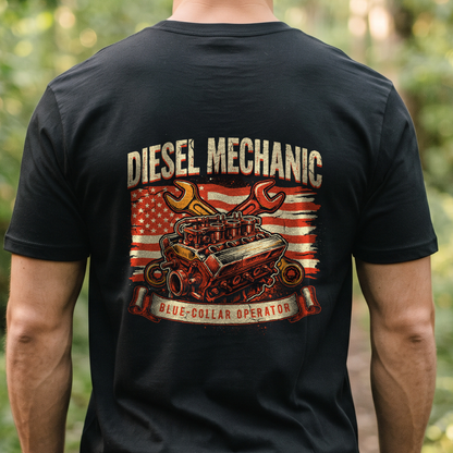 "Diesel Mechanic" T-Shirt – Heavy Equipment Operator Blue Collar Worker Gift