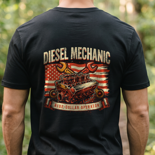 "Diesel Mechanic" T-Shirt – Heavy Equipment Operator Blue Collar Worker Gift