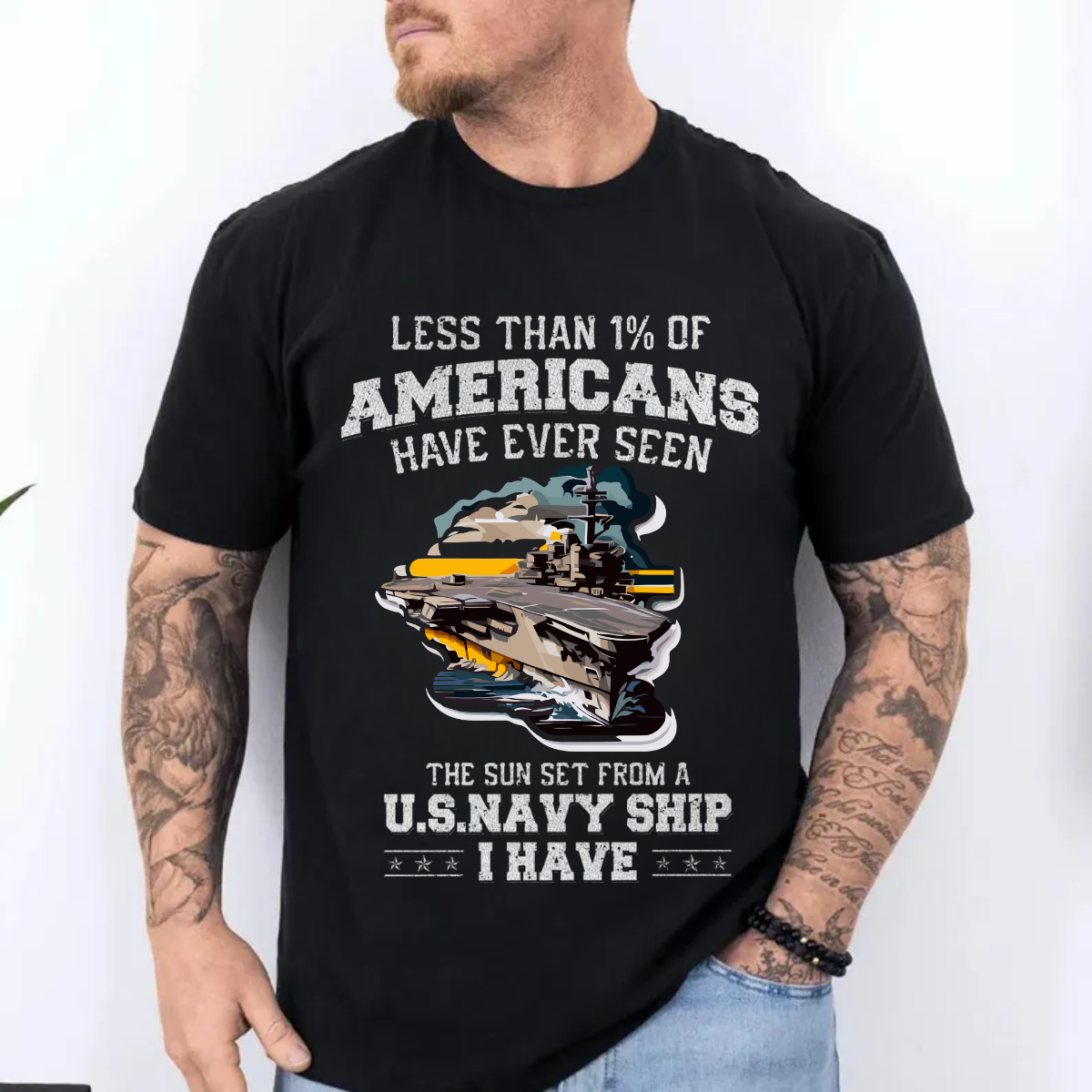 U.S. Navy Ship Sunset T-shirt,  Battleship View, Military Apparel, Veteran Pride