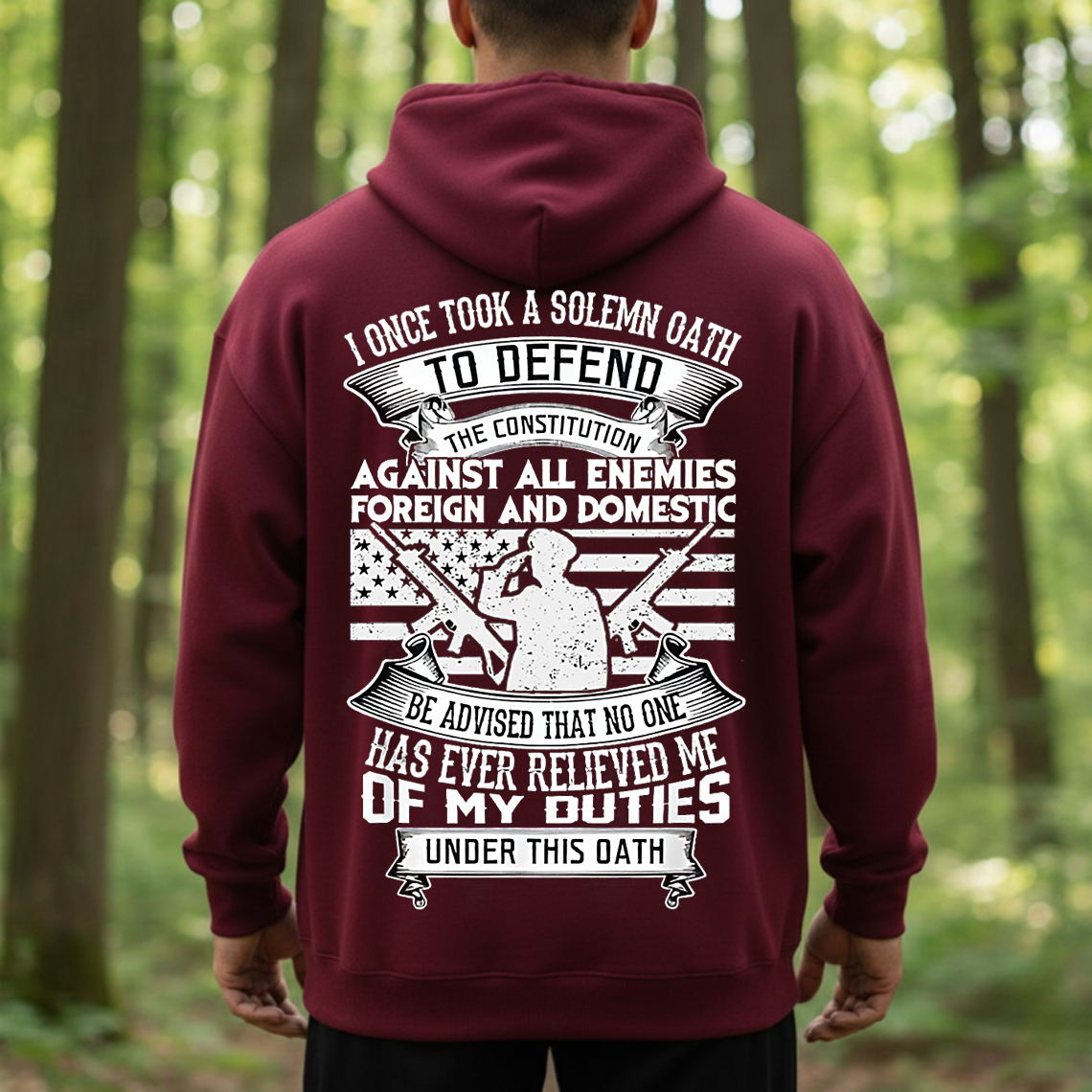 Veteran Duty Oath T-Shirt, Sweatshirt, Hoodie – Patriotic American Flag Military Tee