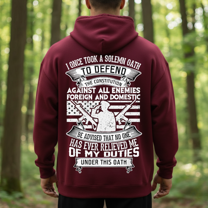 Veteran Duty Oath T-Shirt, Sweatshirt, Hoodie – Patriotic American Flag Military Tee