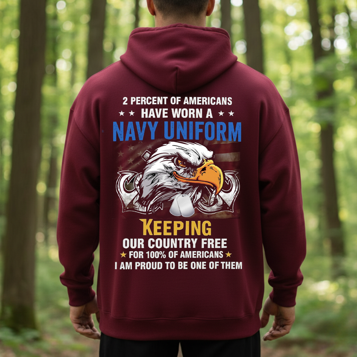 Navy Veteran Shirt, Sweatshirt, Hoodie – 2 Percent of Americans Have Worn a Navy Uniform – Proud Military Veteran Tee – Patriotic Gift for Men
