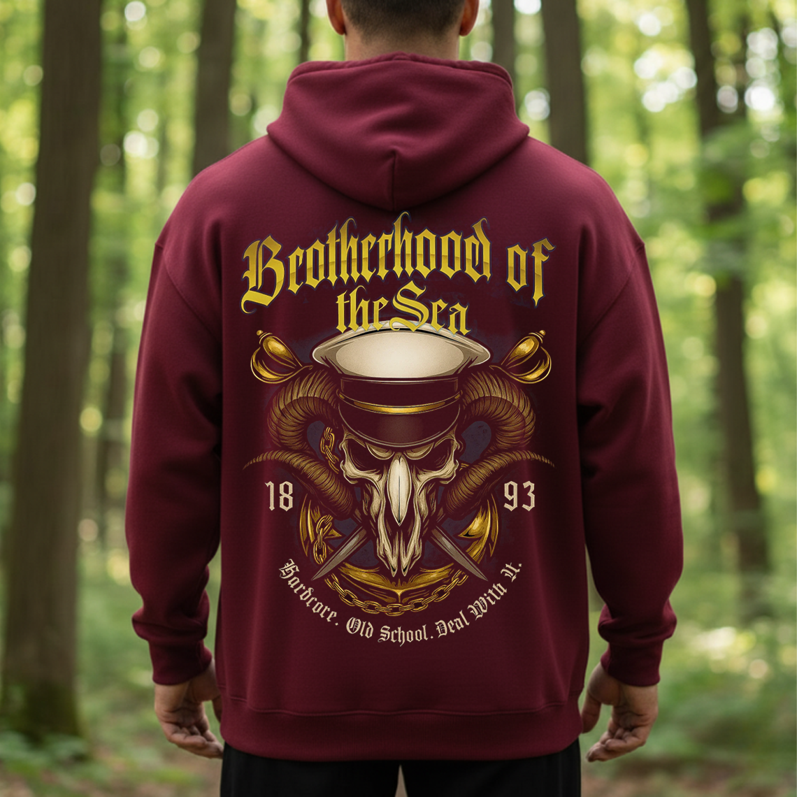 Brotherhood of the Sea Shirt, Sweatshirt, Hoodie – Hardcore Old School Sailor Skull Design for Navy Veterans 1893 Tee