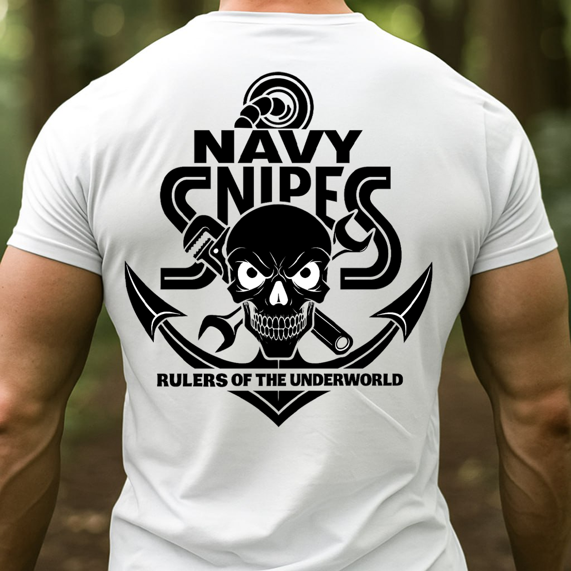 Navy Snipes T-Shirt, Sweatshirt, Hoodie – Rulers of the Underworld Skull Anchor Tee, Proud Navy Mechanic Military Shirt for Veterans and Sailors