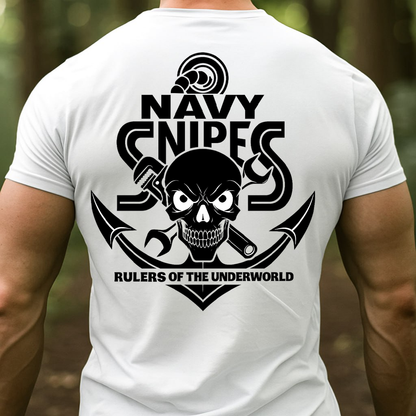Navy Snipes T-Shirt, Sweatshirt, Hoodie – Rulers of the Underworld Skull Anchor Tee, Proud Navy Mechanic Military Shirt for Veterans and Sailors