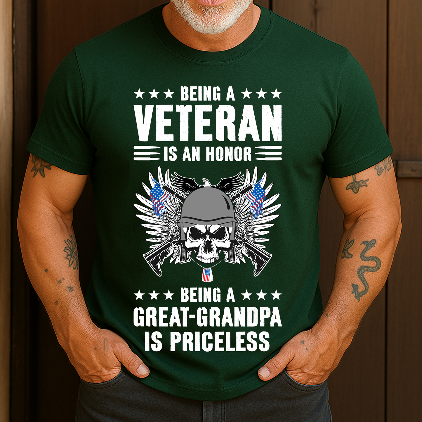 Being A Veteran Is An Honor Being A Great Grandpa Is Priceless T-Shirt