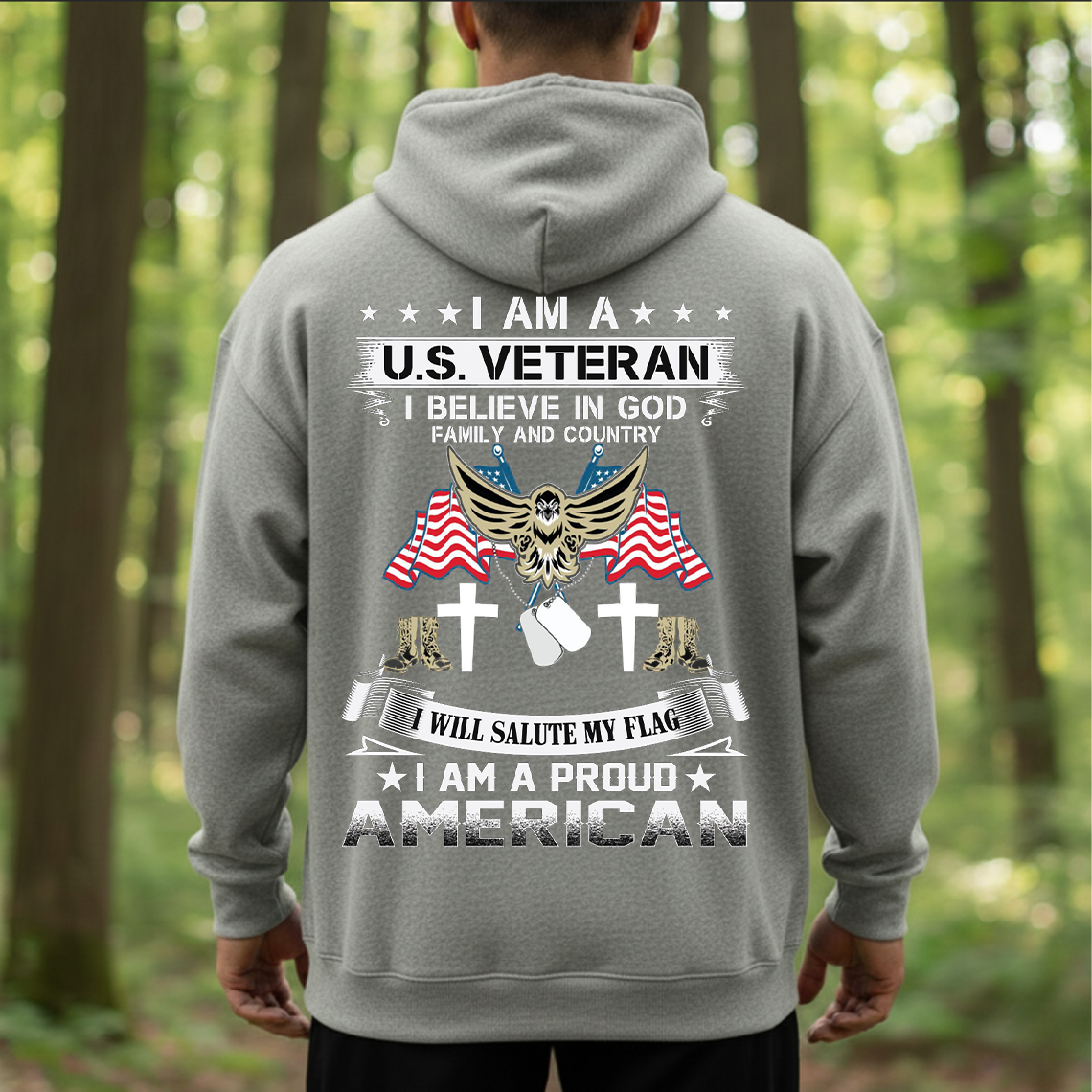 Proud U.S. Veteran T-Shirt, Sweatshirt,  - I Believe in God Family and Country Tee, American Flag Military Patriotic Shirt for Men