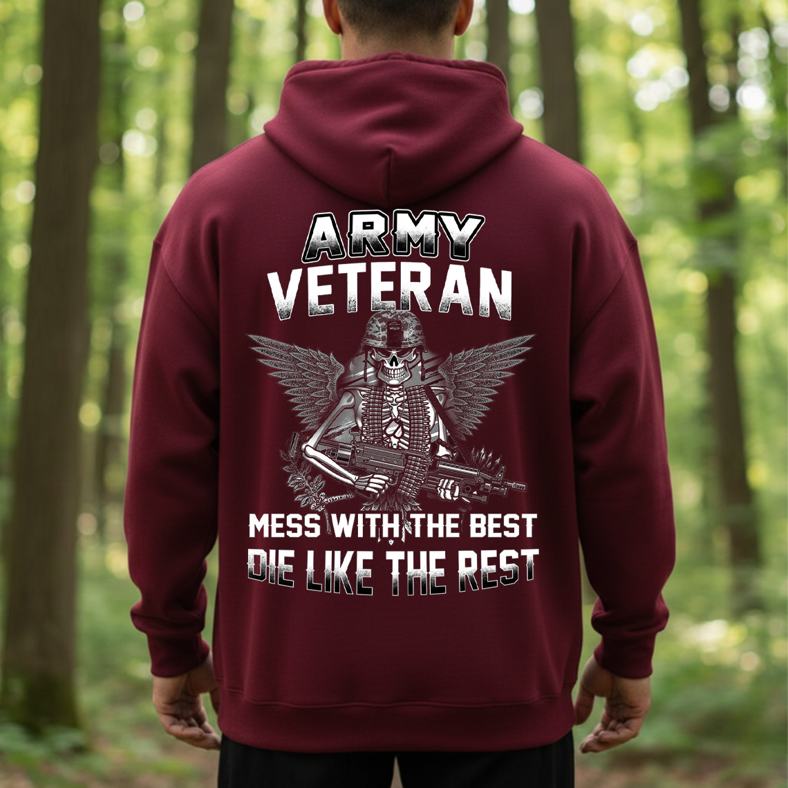 Army Veteran T-Shirt, Sweatshirt, Hoodie – Mess With The Best Die Like The Rest Tee, Patriotic Military Skull Soldier Shirt for Men