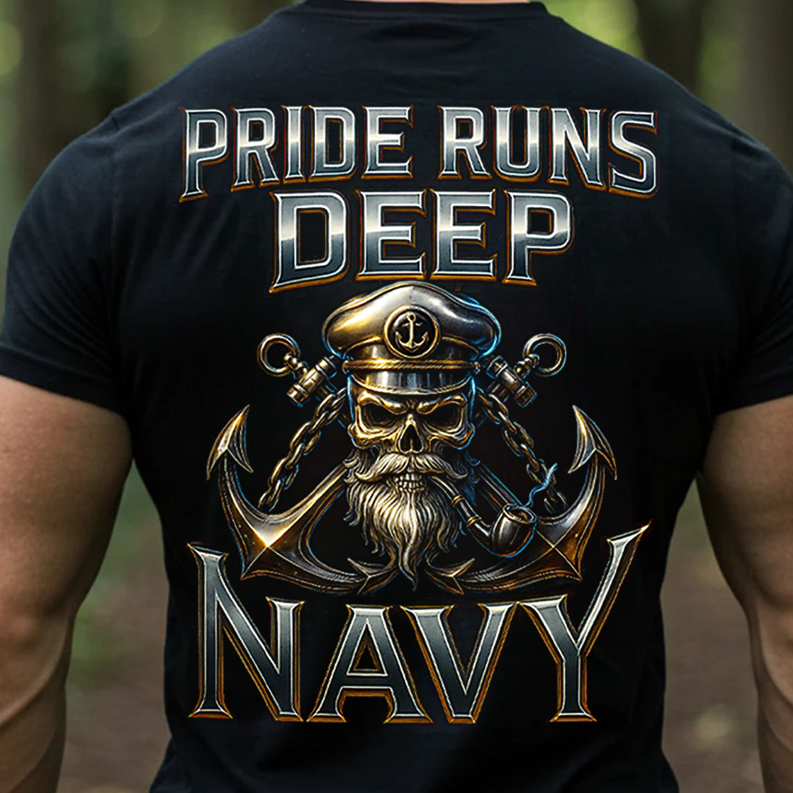 Pride Runs Deep United States Navy T-Shirt, Sweatshirt, Hoodie – US Navy Veteran Skull Anchor Military Pride Tee
