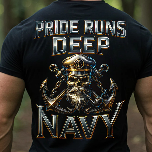 Pride Runs Deep United States Navy T-Shirt, Sweatshirt, Hoodie – US Navy Veteran Skull Anchor Military Pride Tee