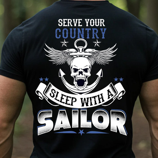 Serve Your Country Sleep With a Sailor T-Shirt, Sweatshirt, Hoodie - Funny US Navy Veteran Skull Anchor Tee for Military Men and Women