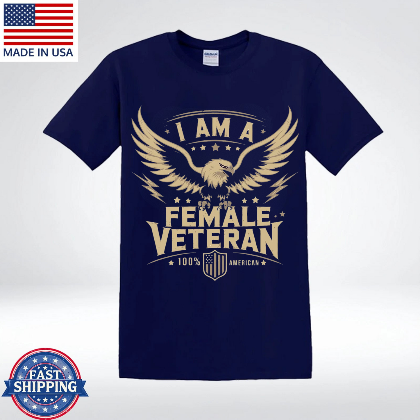 I Am a Female Veteran T-Shirt, American Military Pride Shirt for Women Veterans, US veteran shirt for woman