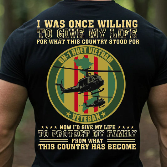 Vietnam Veteran UH-1 Huey T-Shirt, Sweatshirt, Hoodie – Patriotic Military Quote Tee, Proud American Veteran Shirt for Men and Veterans