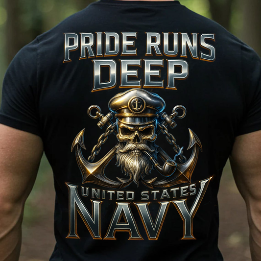 Pride Runs Deep United States Navy T-Shirt, Sweatshirt, Hoodie – US Navy Veteran Skull Anchor Military Pride Tee