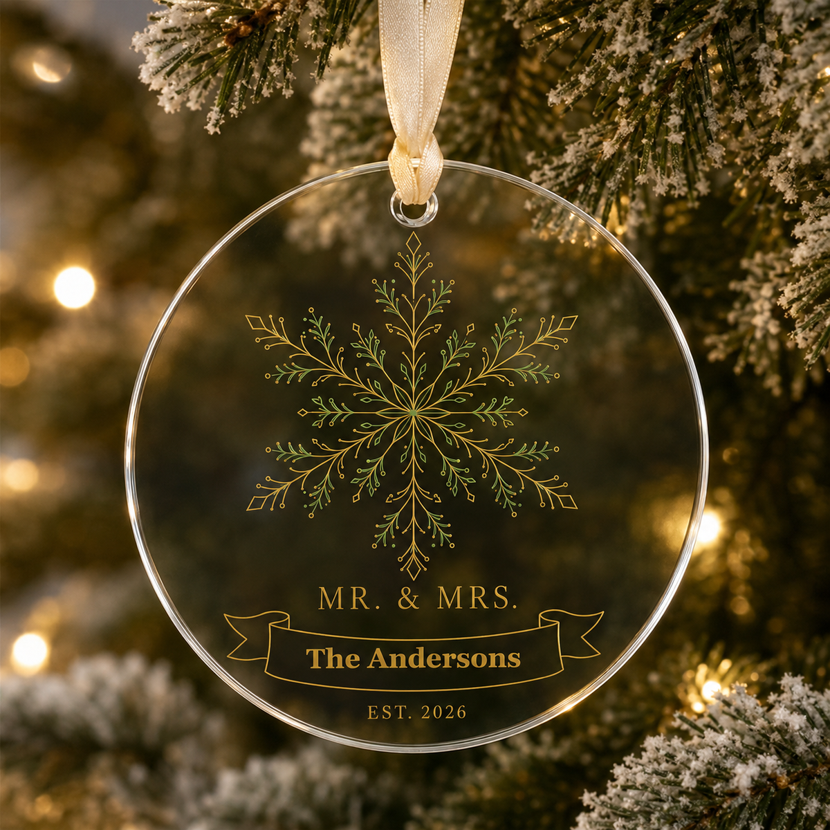 snowflake glass ornament mockup