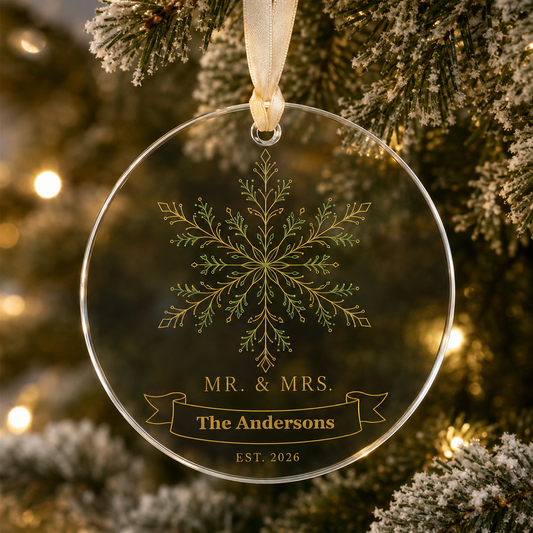 snowflake glass ornament mockup