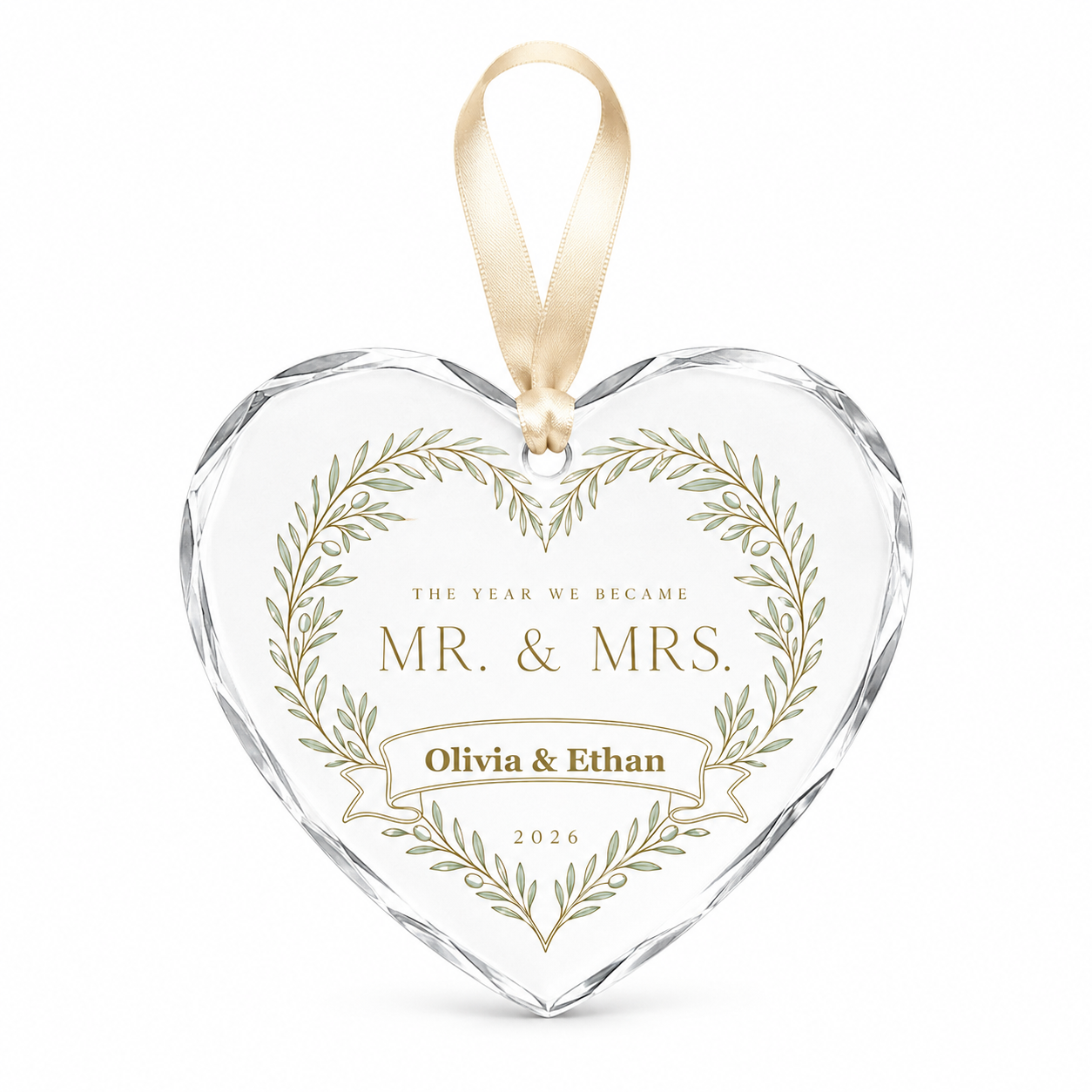 heart botanical arch glass ornament mockup
