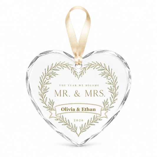 heart botanical arch glass ornament mockup