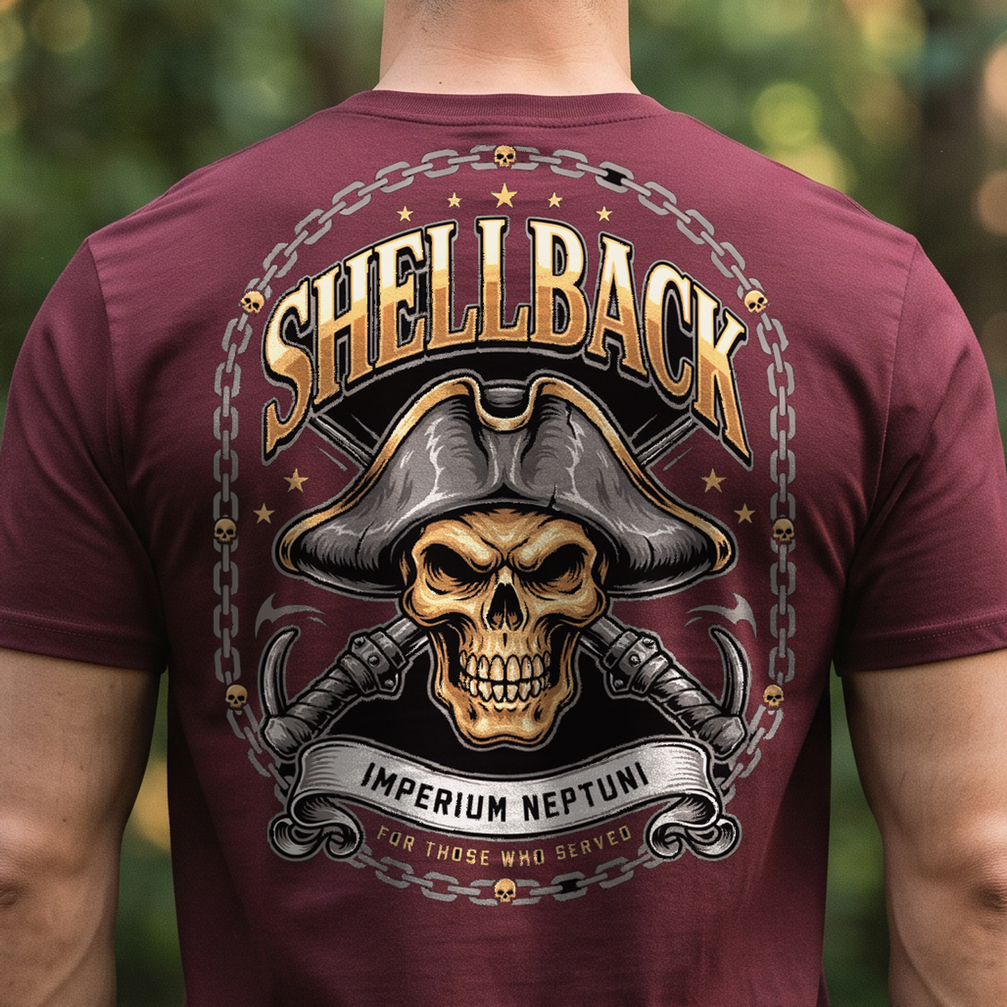 "Shellback - Imperium Neptuni" T-Shirt – Navy Tradition Skull Anchor Gift for Veterans Day