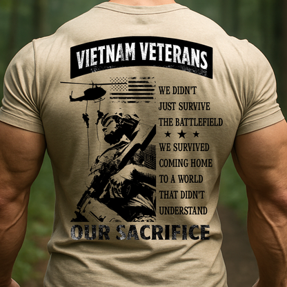 Vietnam War Veteran T-Shirt – We Survived the Battlefield Our Sacrifice Quote Memorial Tee