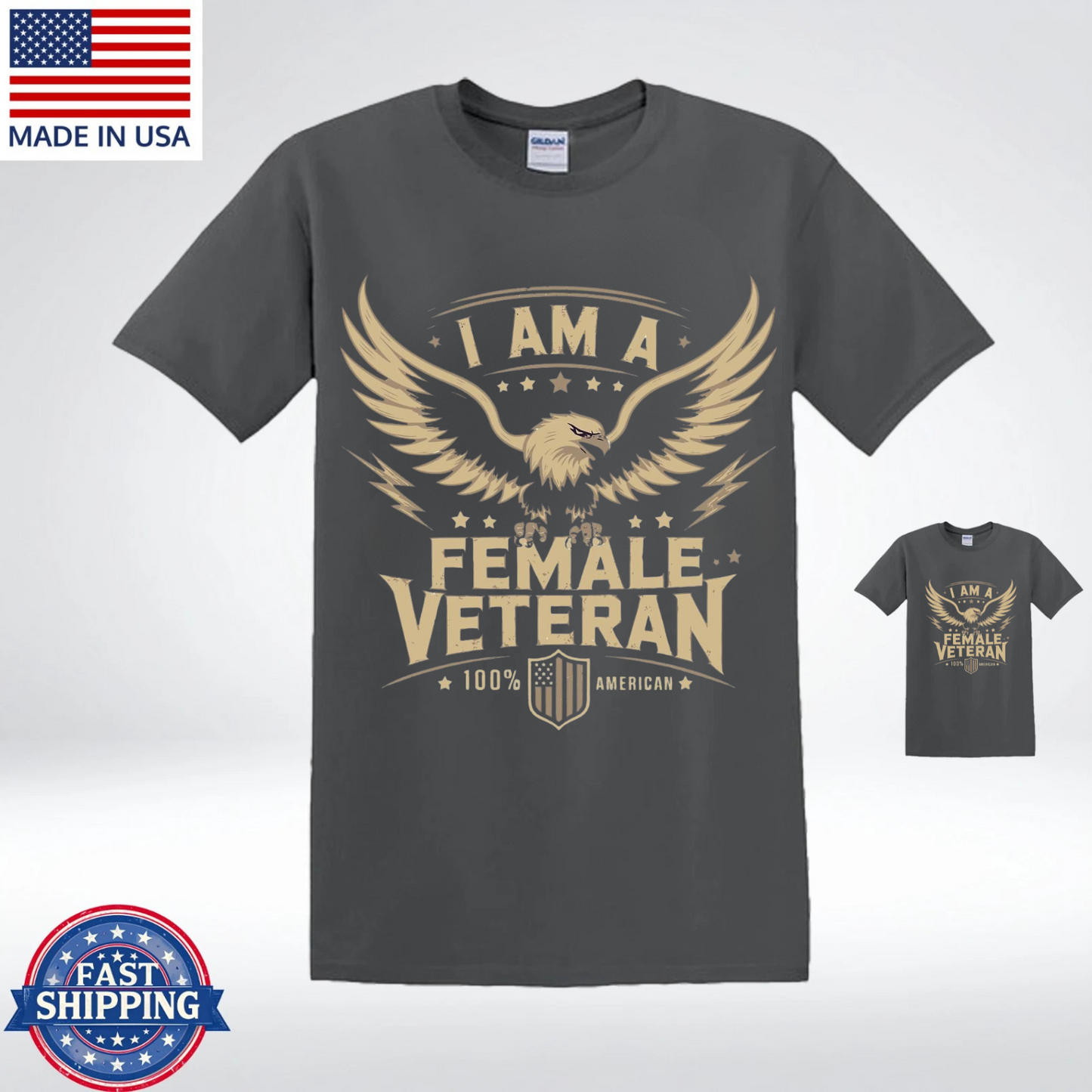 I Am a Female Veteran T-Shirt, American Military Pride Shirt for Women Veterans, US veteran shirt for woman