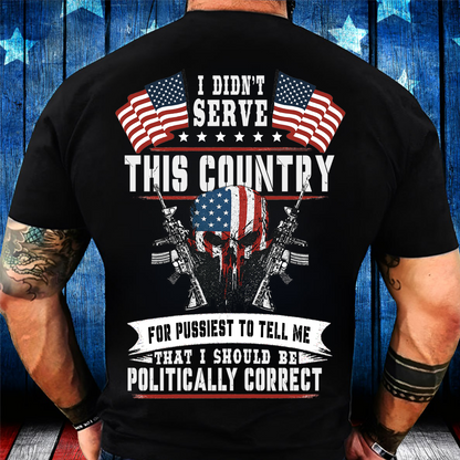 Patriotic American Flag Skull T-Shirt, Sweatshirt, Hoodie – I Didn’t Serve This Country Military Graphic Tee, Veteran Statement Shirt for Patriots