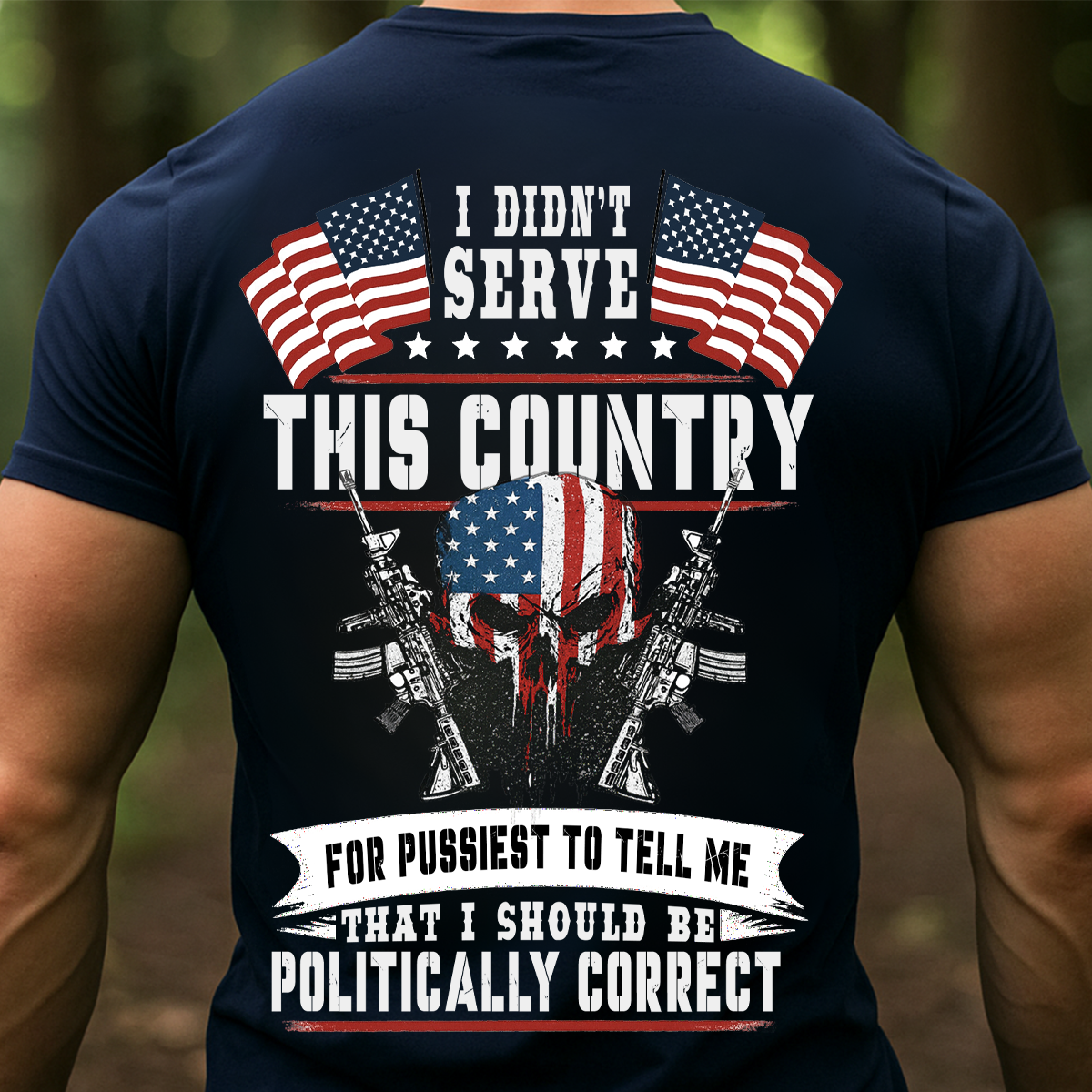 Patriotic American Flag Skull T-Shirt, Sweatshirt, Hoodie – I Didn’t Serve This Country Military Graphic Tee, Veteran Statement Shirt for Patriots