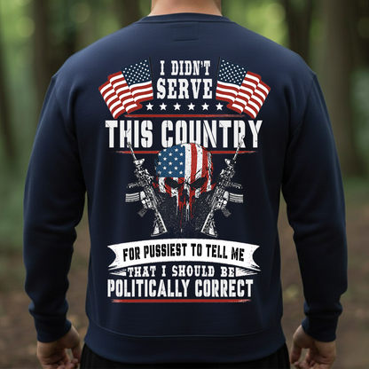 Patriotic American Flag Skull T-Shirt, Sweatshirt, Hoodie – I Didn’t Serve This Country Military Graphic Tee, Veteran Statement Shirt for Patriots