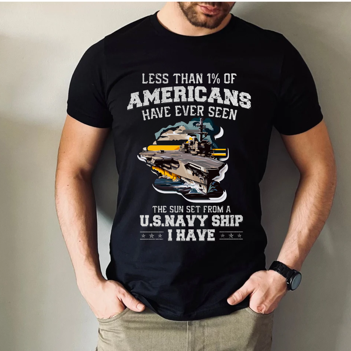 U.S. Navy Ship Sunset T-shirt,  Battleship View, Military Apparel, Veteran Pride