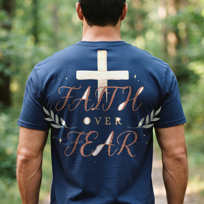"Faith Over Fear" T-Shirt – Christian Faith Bible Verse Gift for Women Men
