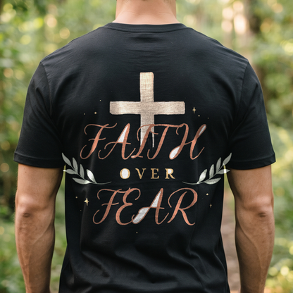"Faith Over Fear" T-Shirt – Christian Faith Bible Verse Gift for Women Men