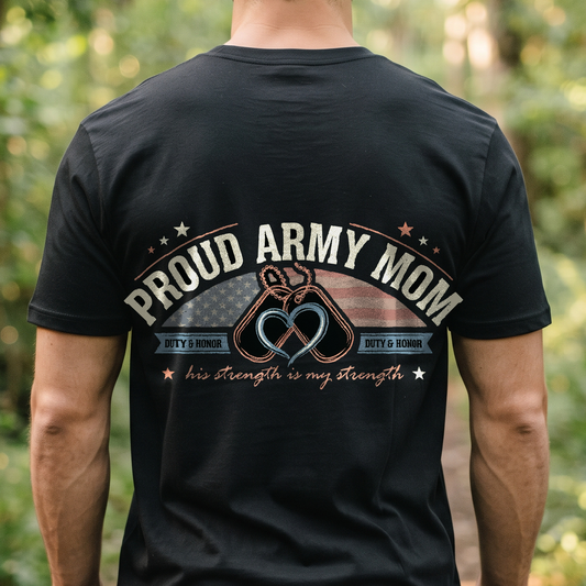 "Proud Army Mom" T-Shirt – Military Family Pride Gift for Wife Mom Husband