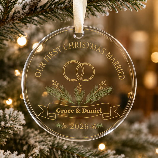 linear rings glass ornament mockup