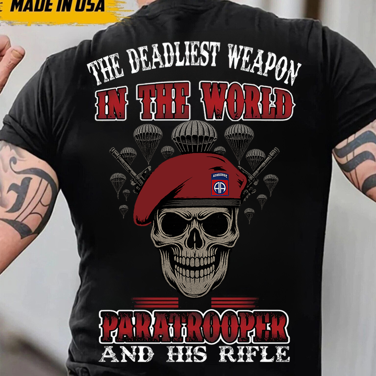 The Deadliest Weapon in the World Military -Paratrooper Skull T-Shirt