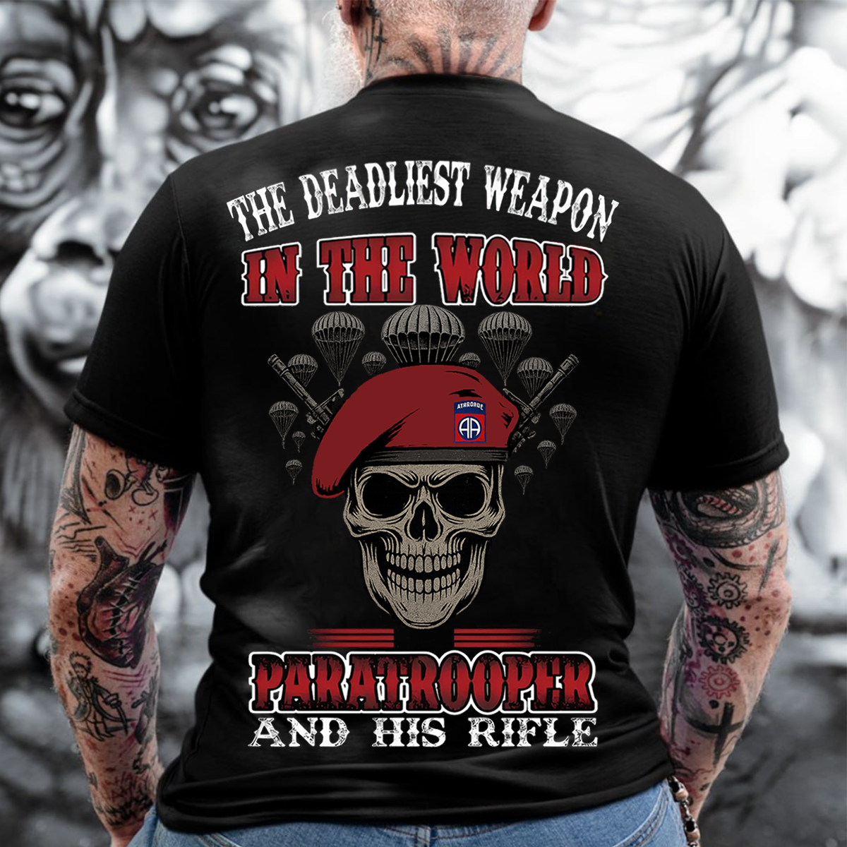 The Deadliest Weapon in the World Military -Paratrooper Skull T-Shirt