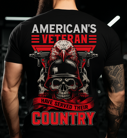 American Veteran Patriotic T-Shirt Gift for Dad and Grandpa | Bald Eagle Skull Soldier Design Honoring Military Heroes Who Served Their Country