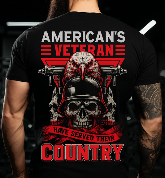 American Veteran Patriotic T-Shirt Gift for Dad and Grandpa | Bald Eagle Skull Soldier Design Honoring Military Heroes Who Served Their Country