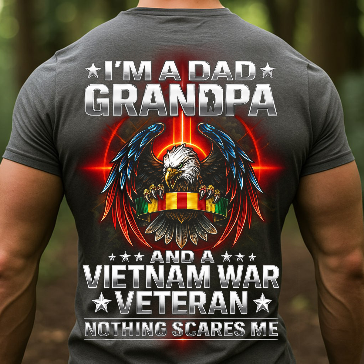 Dad Grandpa Vietnam War Veteran Shirt – Bald Eagle Military Ribbon Design, Patriotic Army Veteran Gift Tee