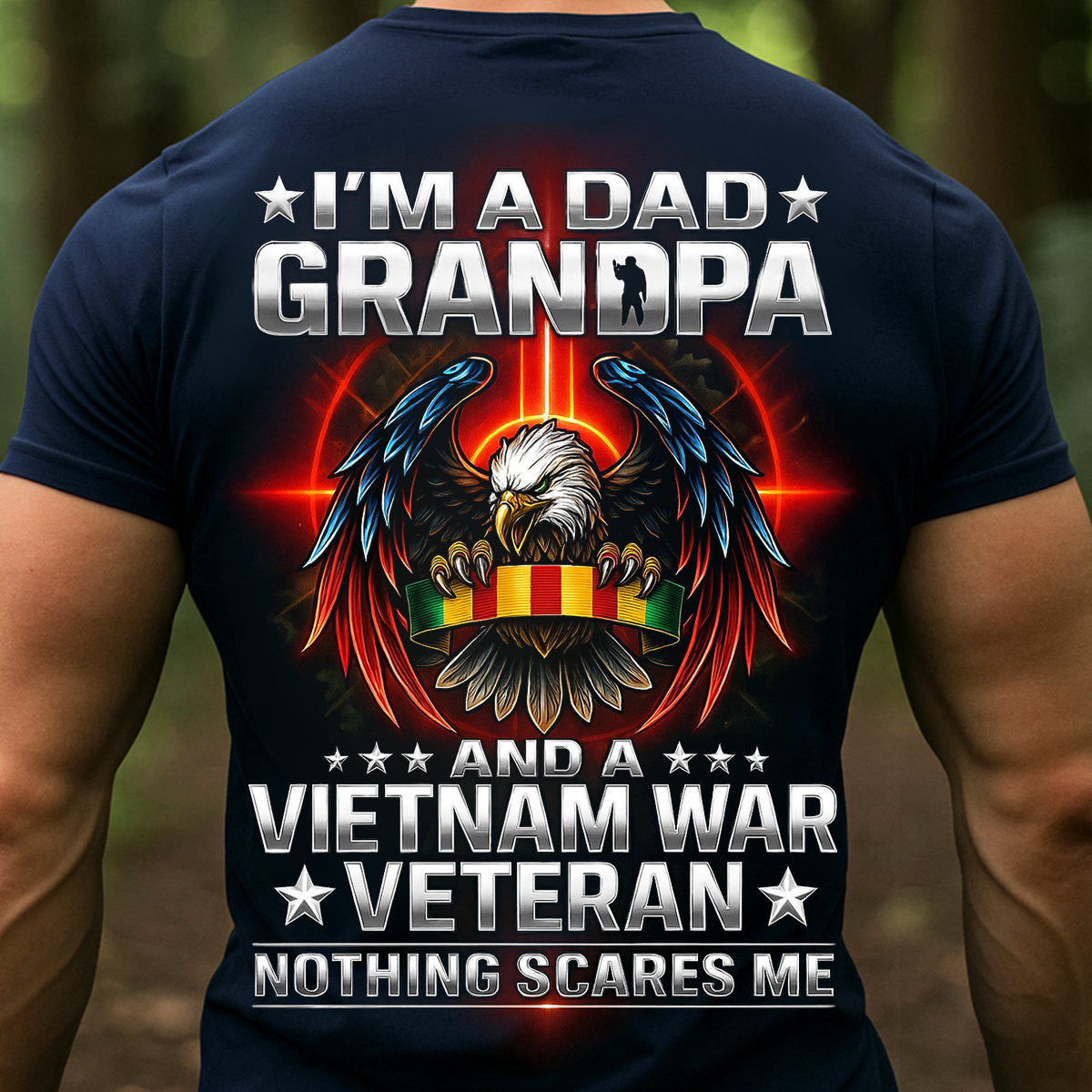 Dad Grandpa Vietnam War Veteran Shirt – Bald Eagle Military Ribbon Design, Patriotic Army Veteran Gift Tee