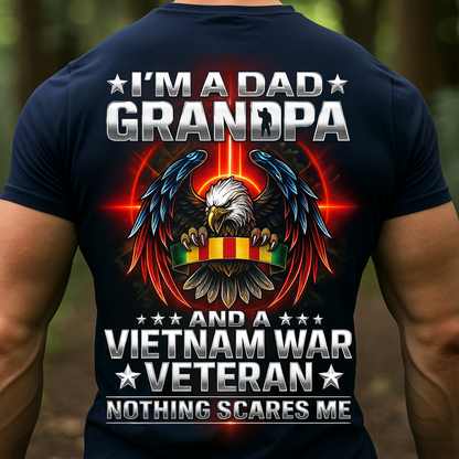 Dad Grandpa Vietnam War Veteran Shirt – Bald Eagle Military Ribbon Design, Patriotic Army Veteran Gift Tee