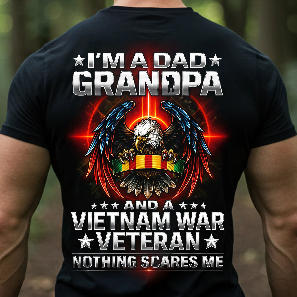 Dad Grandpa Vietnam War Veteran Shirt – Bald Eagle Military Ribbon Design, Patriotic Army Veteran Gift Tee