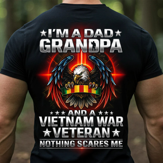 Dad Grandpa Vietnam War Veteran Shirt – Bald Eagle Military Ribbon Design, Patriotic Army Veteran Gift Tee