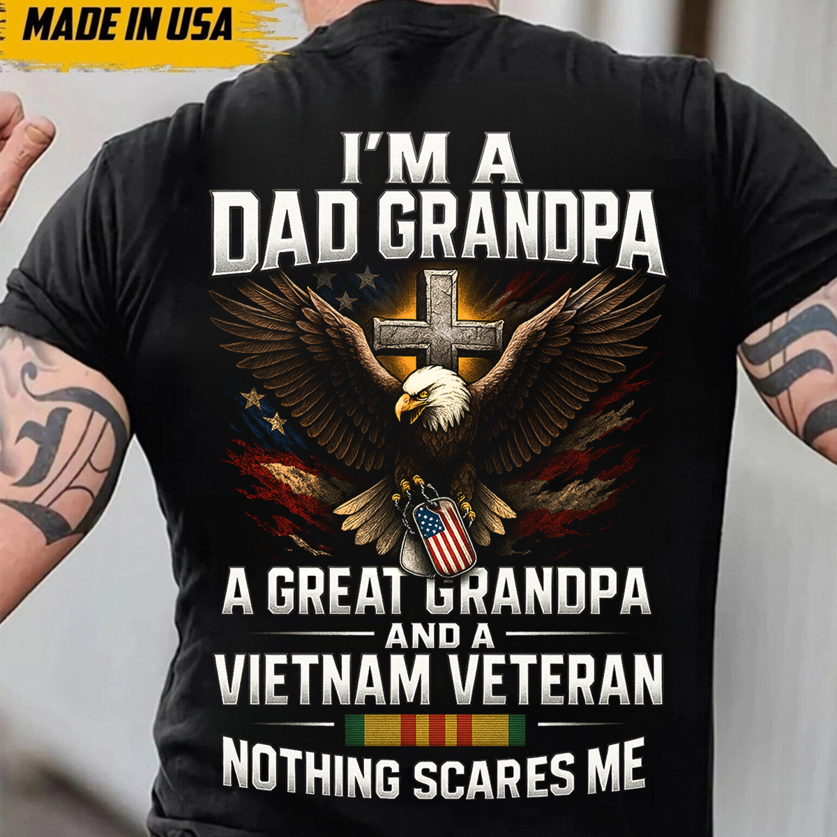 Proud Dad and Grandpa Eagle Design- Vietnam War Veteran T-Shirt – Patriotic Veteran Gift