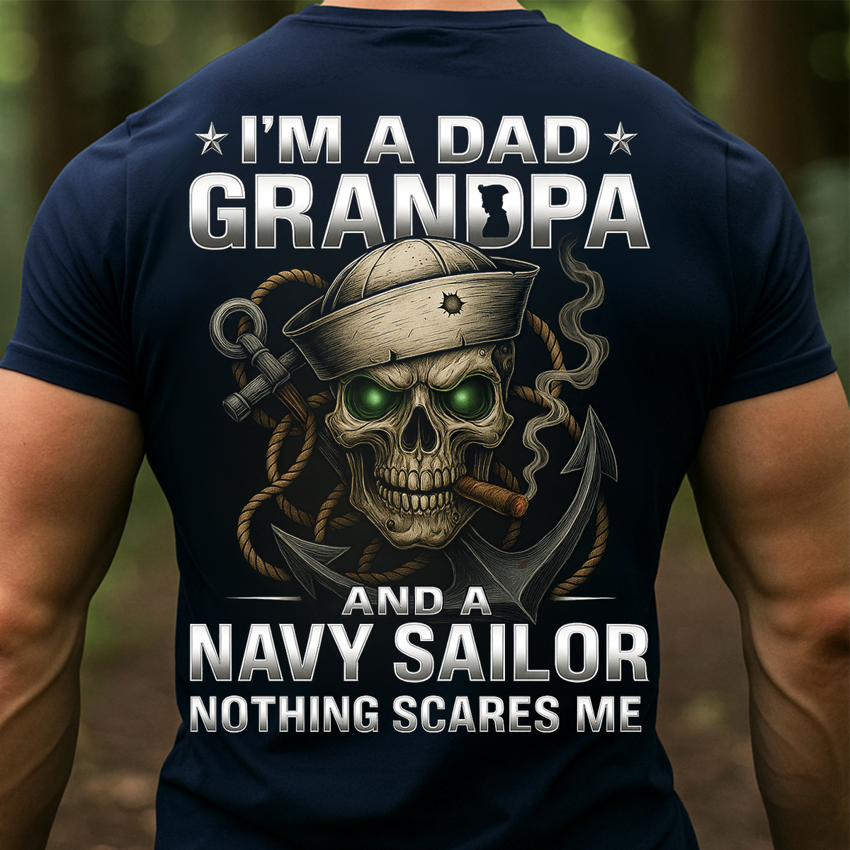 Navy Sailor Veteran T-Shirt – Dad Grandpa Skull Anchor Military Pride Tee