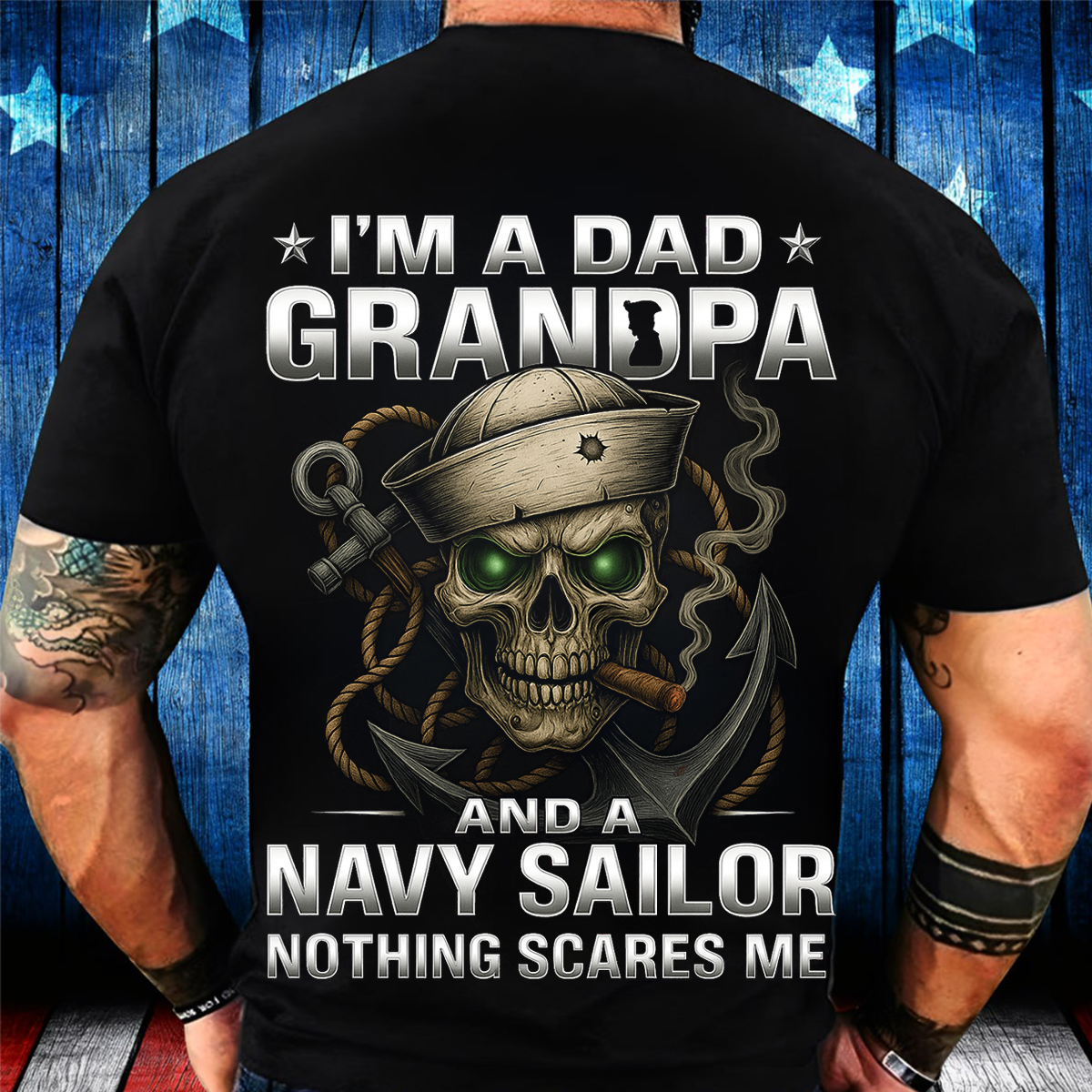Navy Sailor Veteran T-Shirt – Dad Grandpa Skull Anchor Military Pride Tee